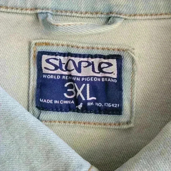 NEW Staple Pigeon Light Blue Denim Jacket Men's Size 3XL Lobg Sleeve - Picture 10 of 16